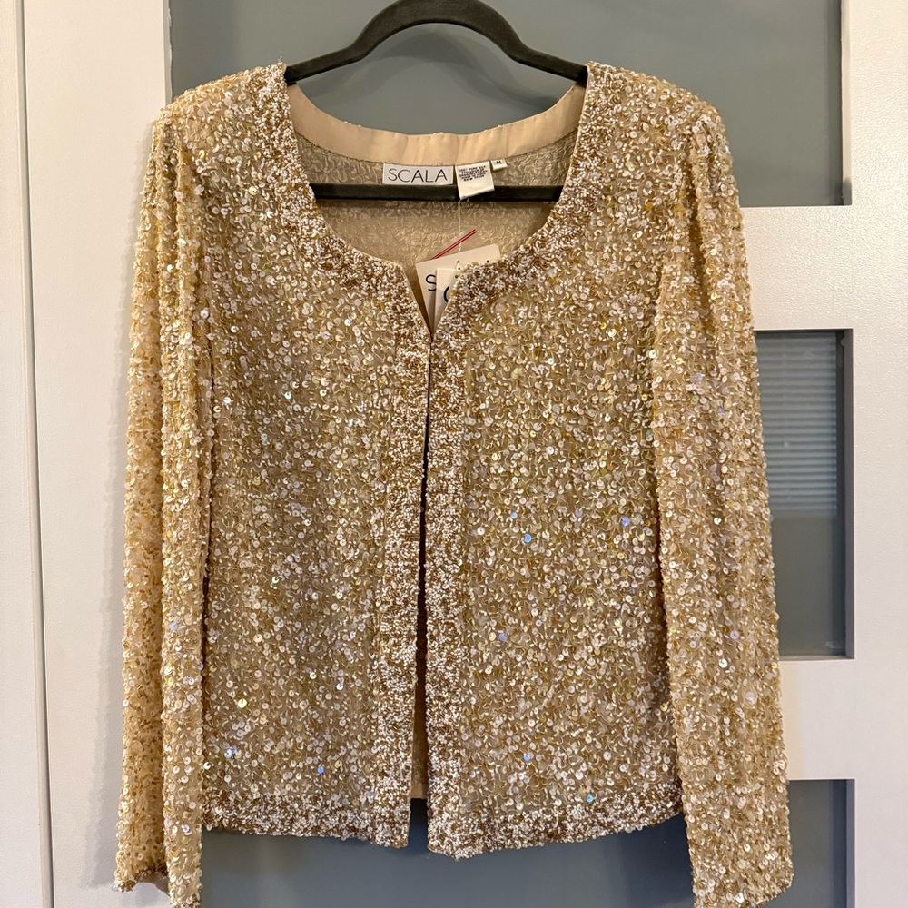 SCALA silk beaded jacket. NWT Size M